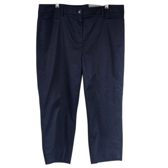 Talbots Perfect Skimmer Pedal Pusher Pants Sz 14 Stretch Navy Slim Leg Casual - Picture 1 of 10